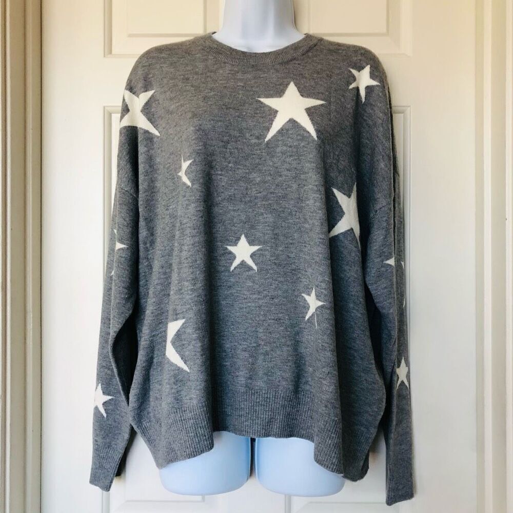 Colour Eighteen Women’s Round Neck Drop Sleeve Stars Sweater